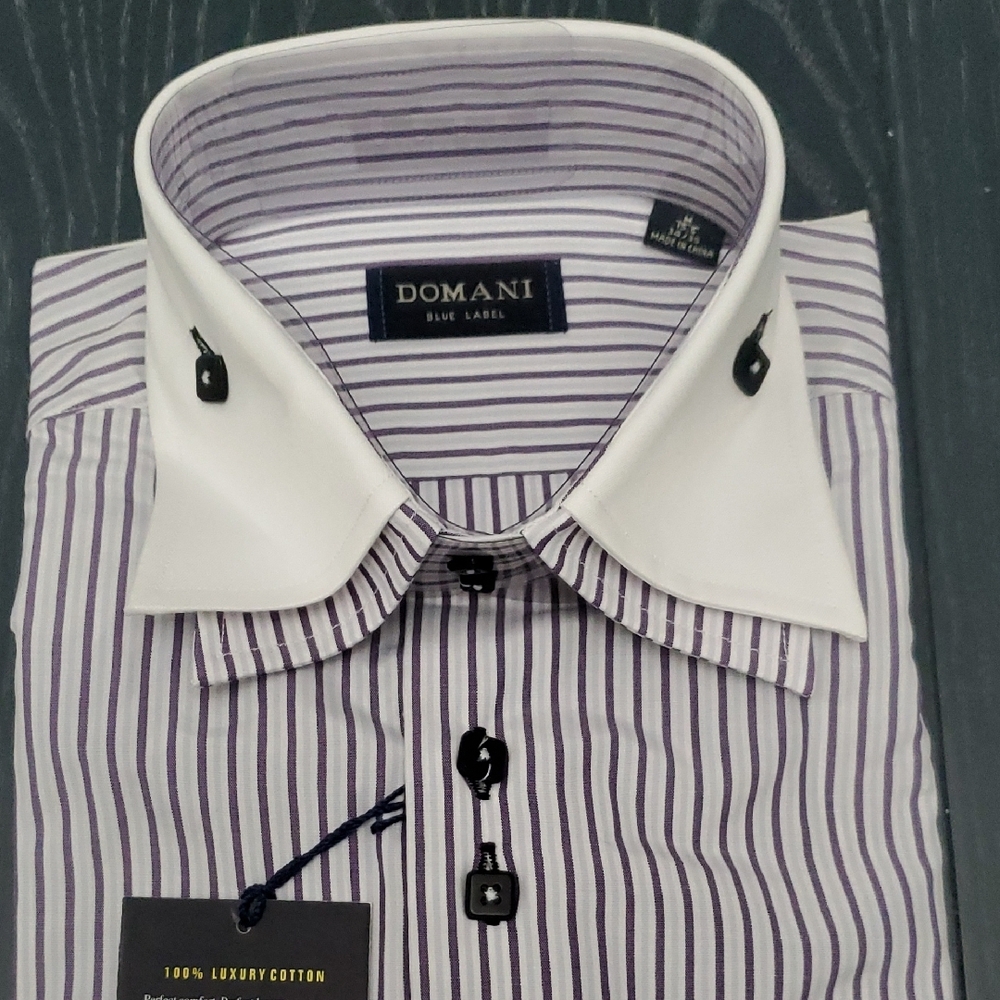 Doma Purple and White Dress Shirt Elegant Design